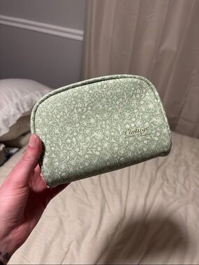 NWOT Green and Gold Floral Pouch